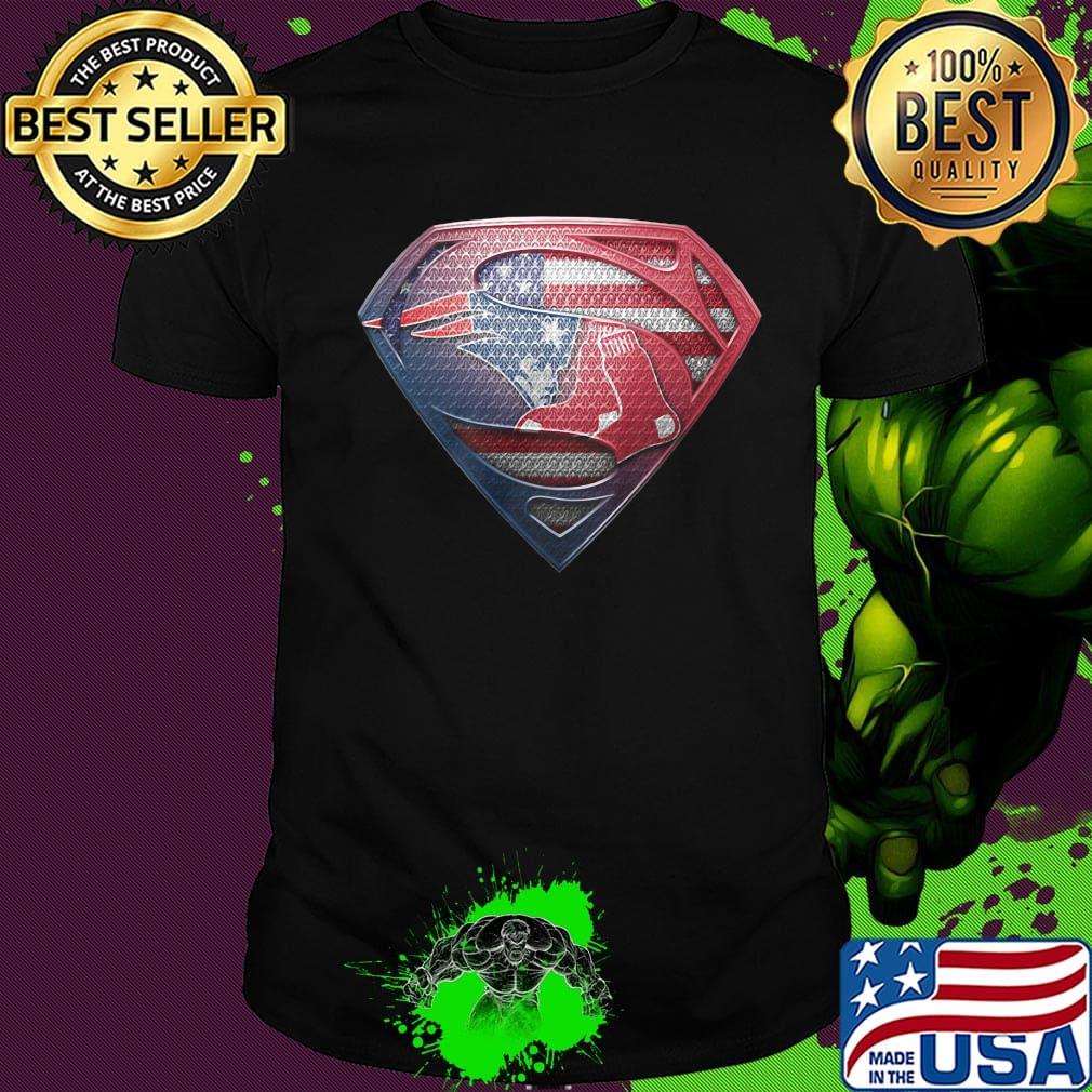 Superman new england patriots and boston red sox american flag independence day shirt