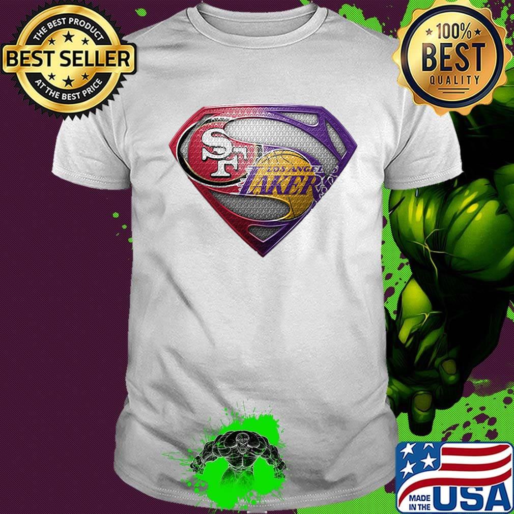 Superman san francisco 49ers and los angeles lakers shirt