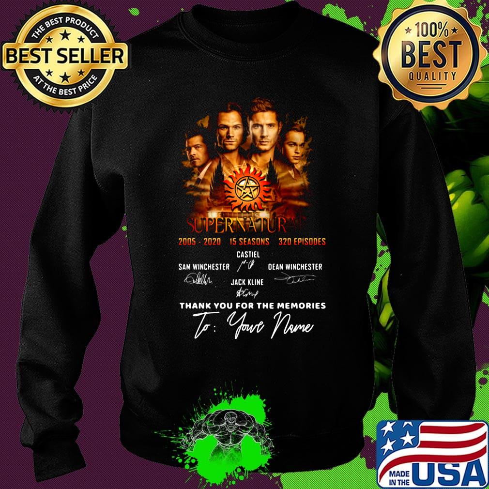 Supernatural 2005 2020 15 seasons 320 episodes thank you for the memories to your name signatures s Sweater Supernatural 2005 2020 15 seasons 320 episodes thank you for the memories to your name signatures s Sweater