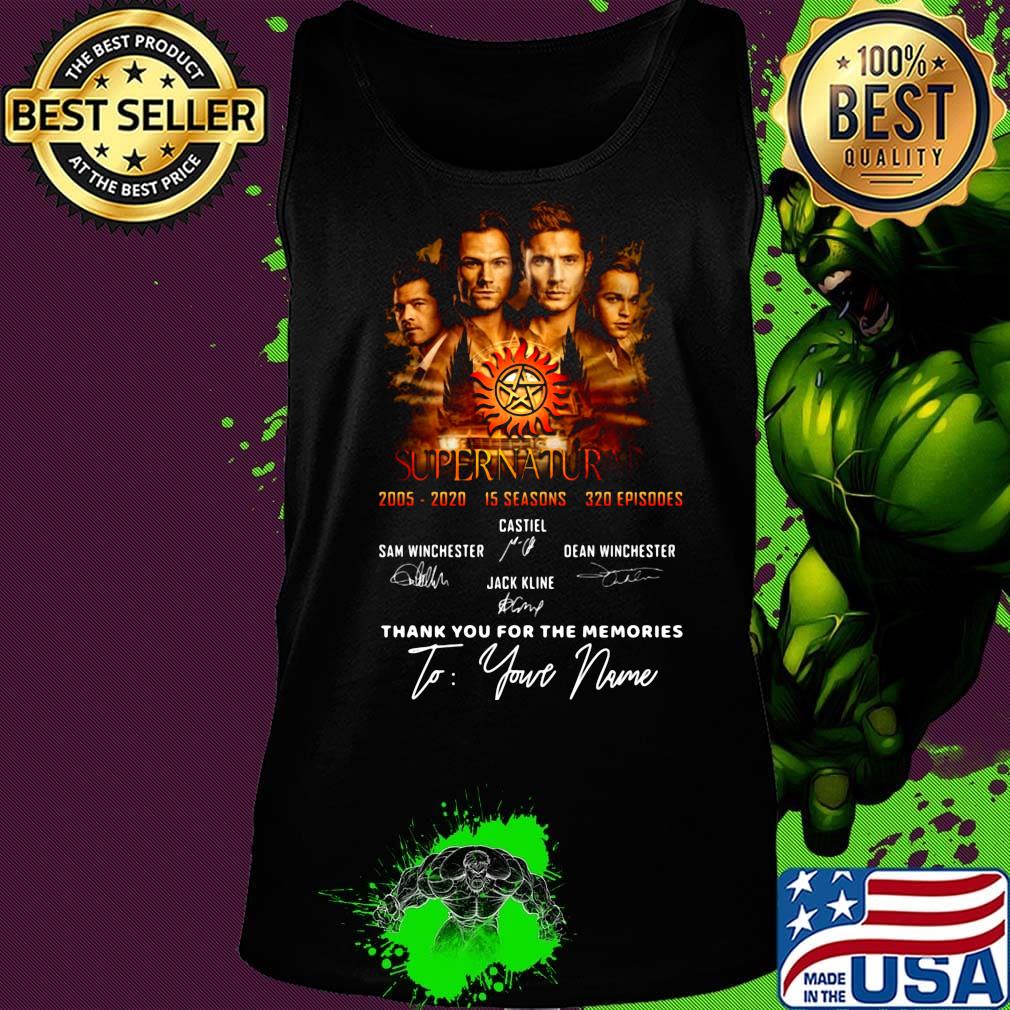 Supernatural 2005 2020 15 seasons 320 episodes thank you for the memories to your name signatures s Tank top Supernatural 2005 2020 15 seasons 320 episodes thank you for the memories to your name signatures s Tank top