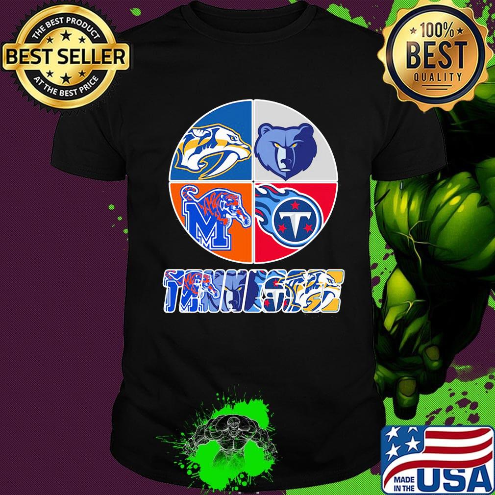 Tennessee nashville predators memphis tigers memphis grizzlies and tennessee titans logo shirt