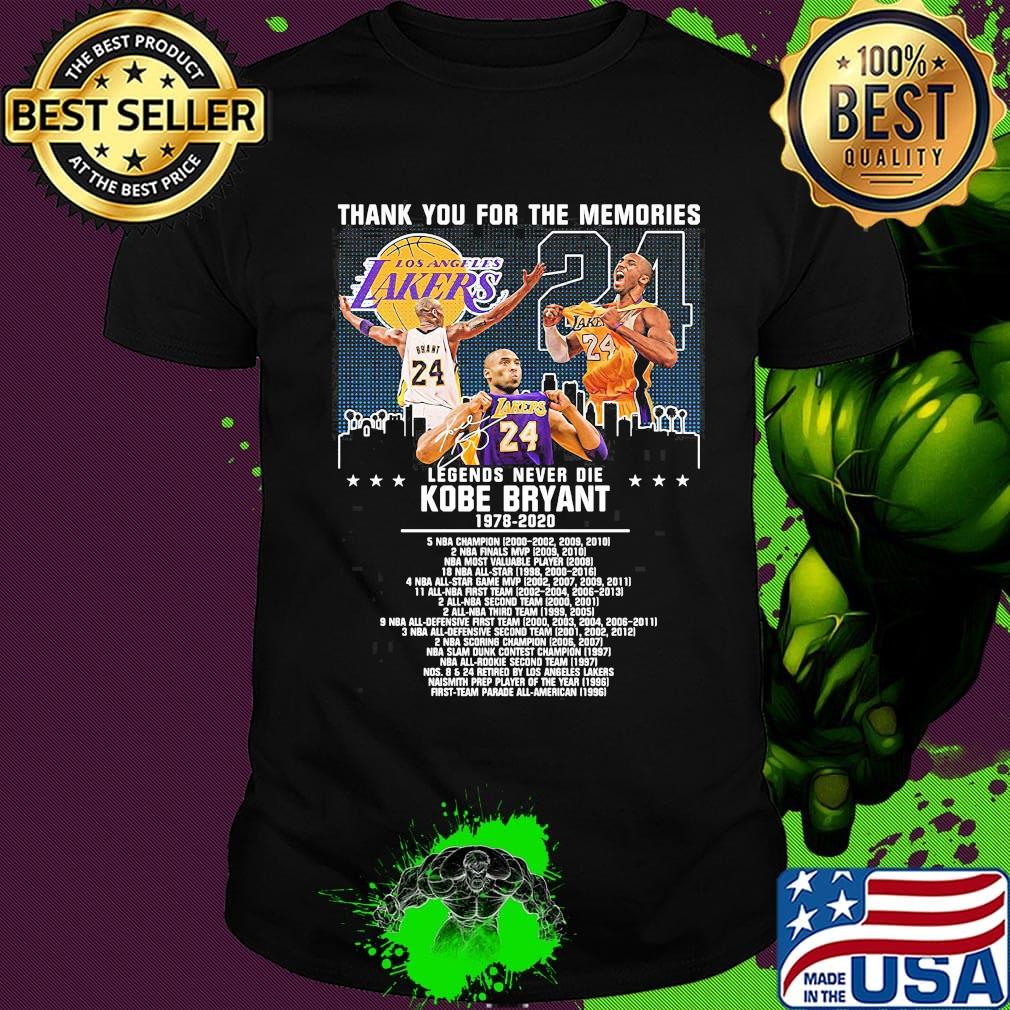 Thank you for the memories legends never die kobe bryant 1978 2020 signature stars shirt