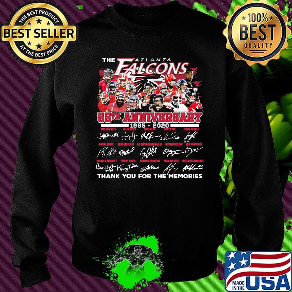 The atlanta falcons 55th anniversary 1965 2020 thank you for the memories signature s Sweater The atlanta falcons 55th anniversary 1965 2020 thank you for the memories signature s Sweater