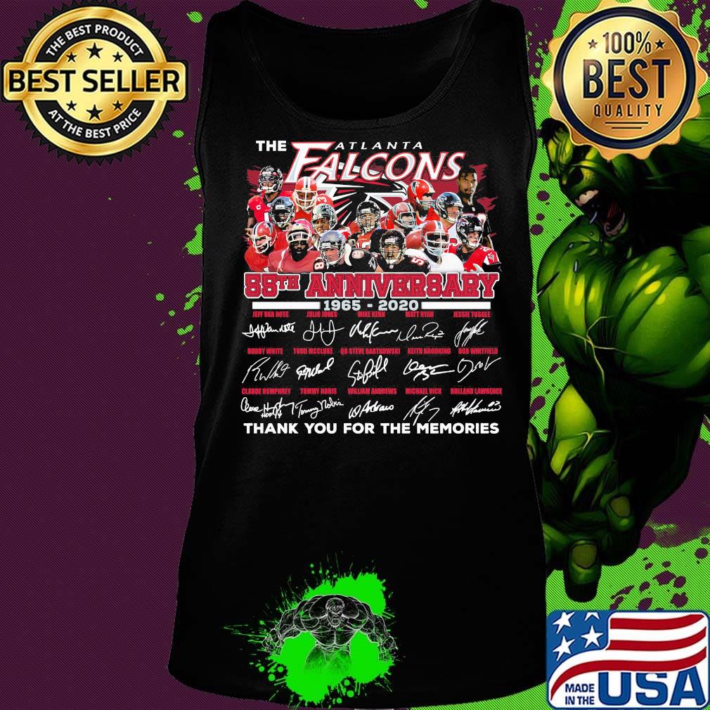 The atlanta falcons 55th anniversary 1965 2020 thank you for the memories signature s Tank top The atlanta falcons 55th anniversary 1965 2020 thank you for the memories signature s Tank top