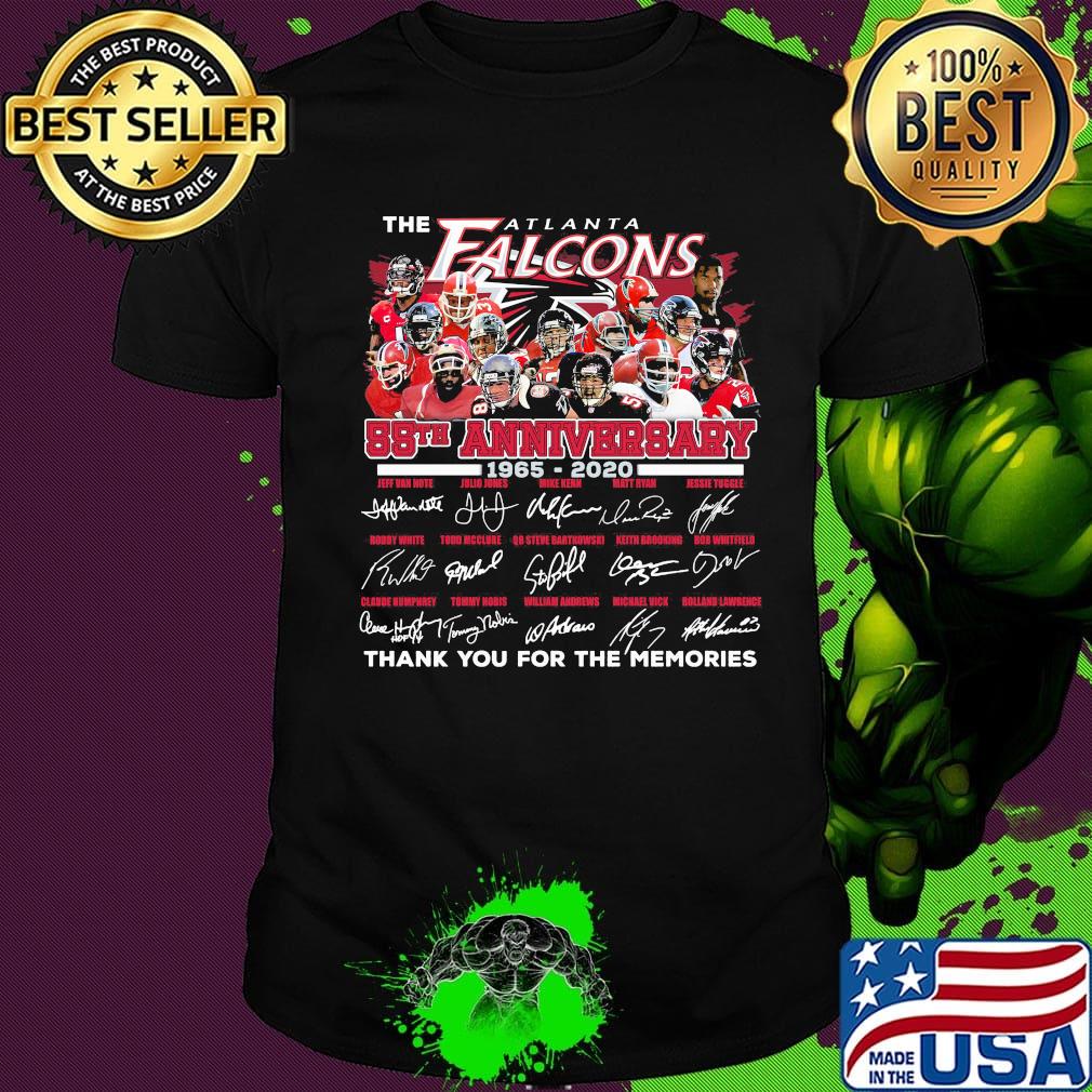 The atlanta falcons 55th anniversary 1965 2020 thank you for the memories signature shirt