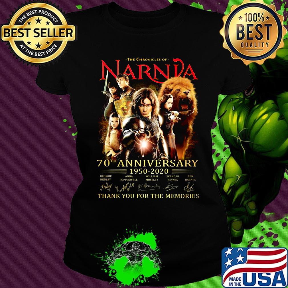 The chronicles of narnia 70th anniversary 1950 2020 thank you for the memories signatures s Ladies tee The chronicles of narnia 70th anniversary 1950 2020 thank you for the memories signatures s Ladies tee