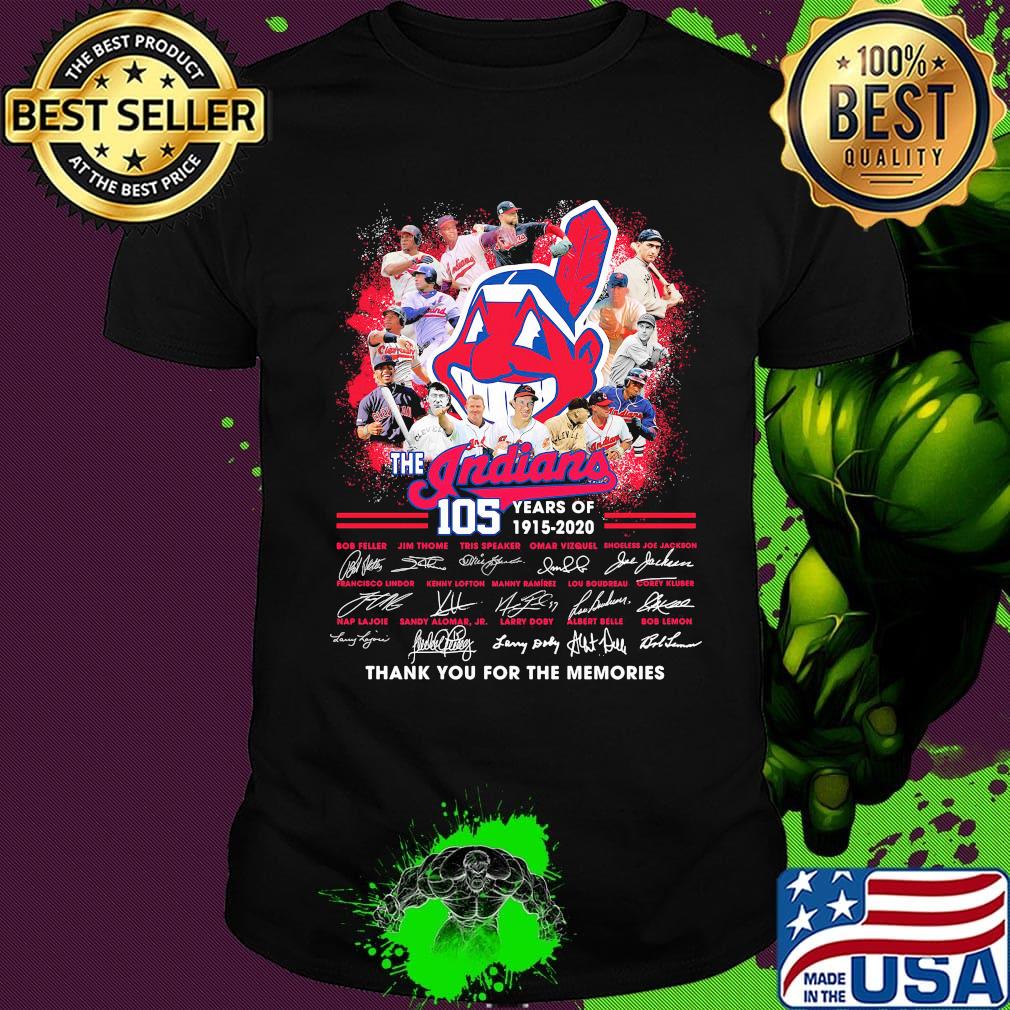 The cleveland indians 105th anniversary 1915 2020 thank you for the memories signatures shirt
