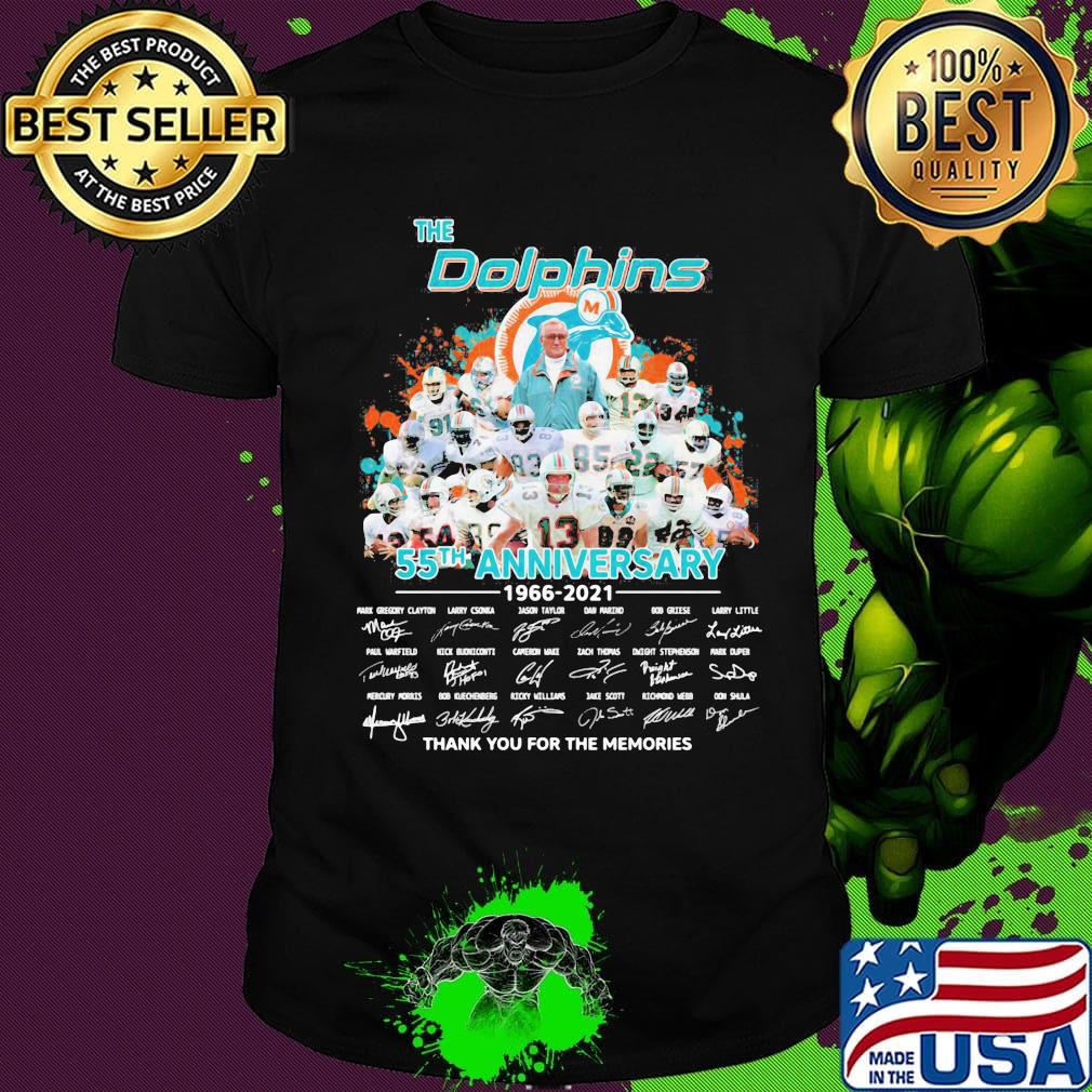 The dolphins 55th anniversary 1966 2021 thank you for the memories signatures shirt