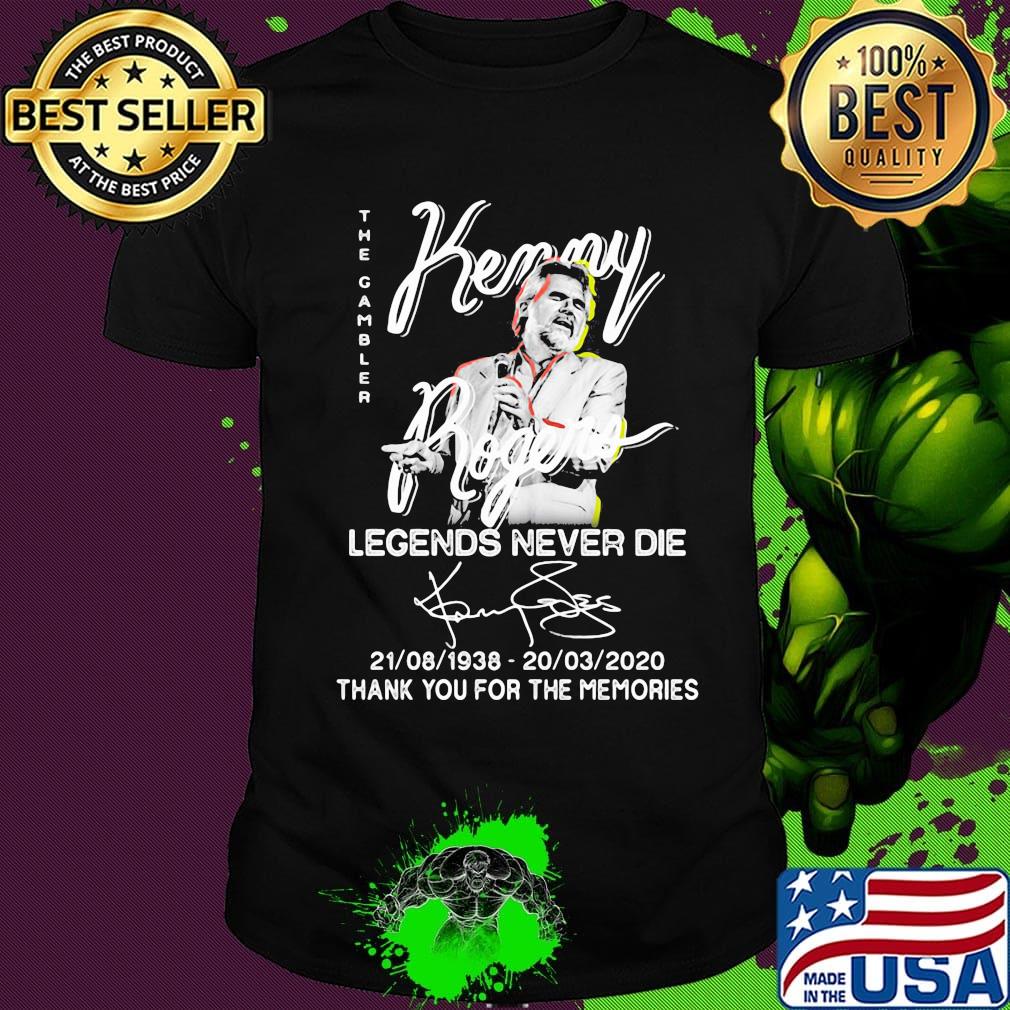 The gambler kenny legends never die 1938 2020 thank you for the memories signatures shirt