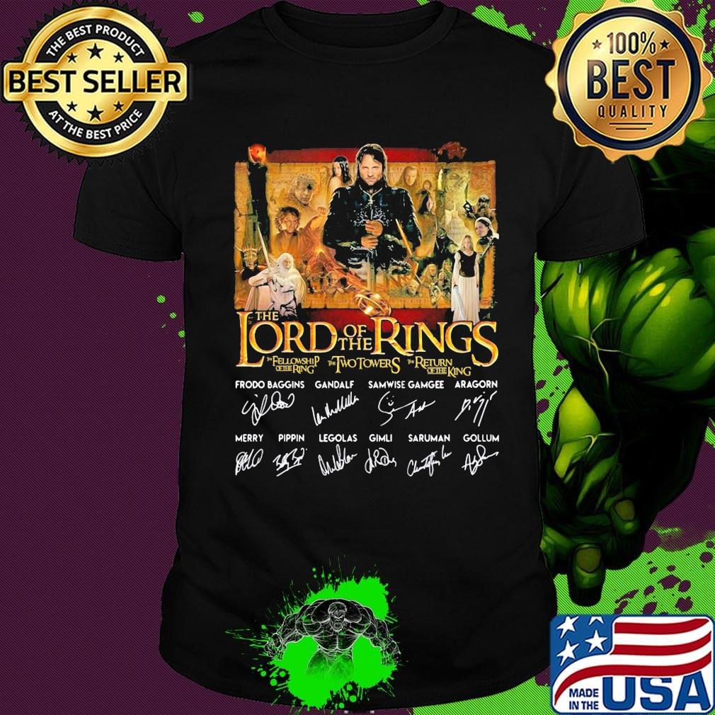 The lord of the rings movie characters signatures shirt