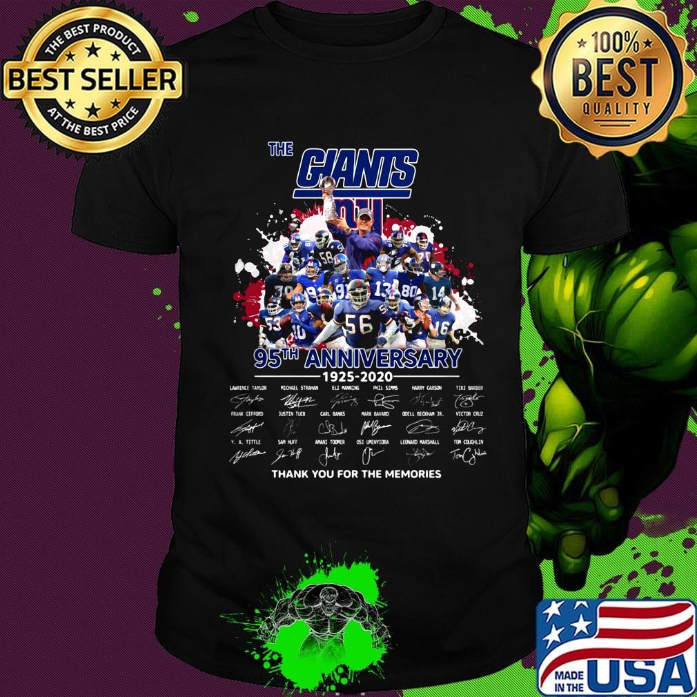 The new york giants 95th anniversary 1925 2020 thank you for the memories signnatures shirt