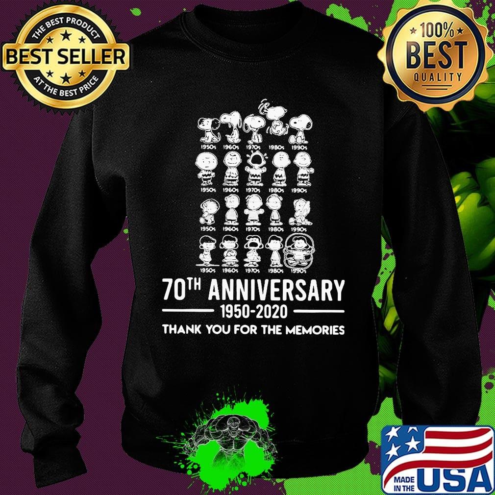The peanuts cartoon 70th anniversary 1950 2020 thank you for the memories s Sweater The peanuts cartoon 70th anniversary 1950 2020 thank you for the memories s Sweater