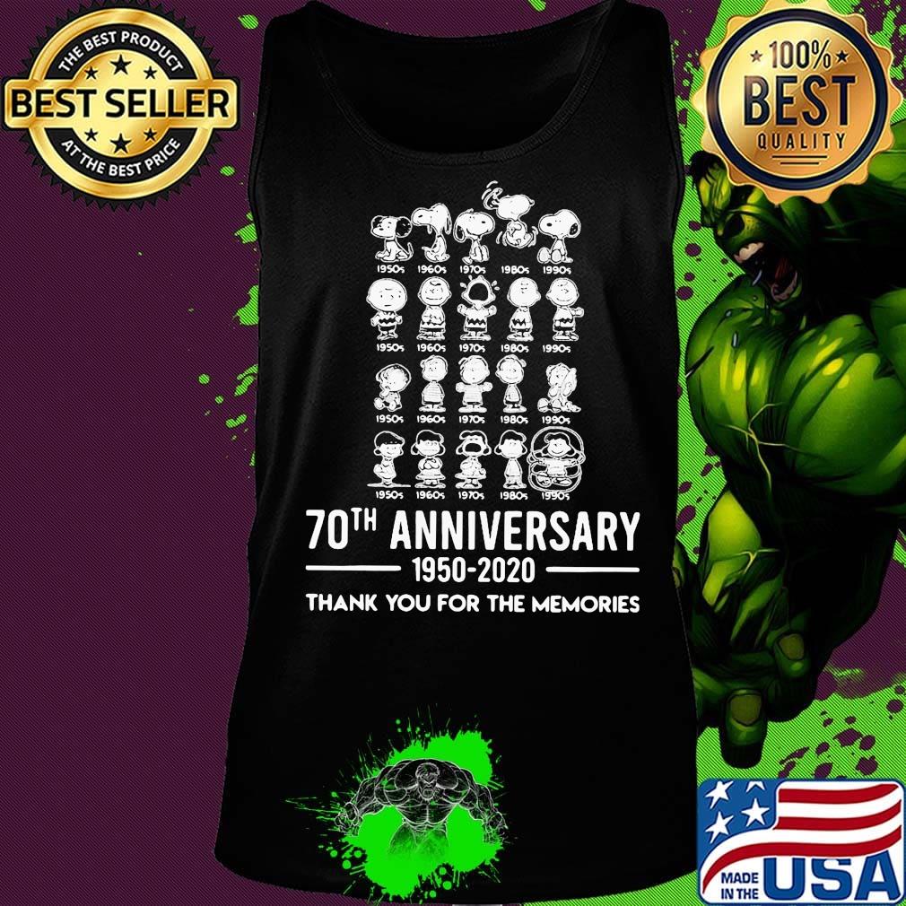 The peanuts cartoon 70th anniversary 1950 2020 thank you for the memories s Tank top The peanuts cartoon 70th anniversary 1950 2020 thank you for the memories s Tank top
