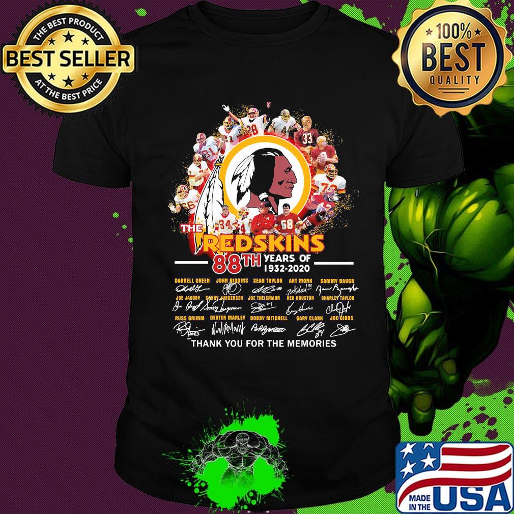 The washington redskins 88th anniversary 1932 2020 thank you for the memories signatures shirt