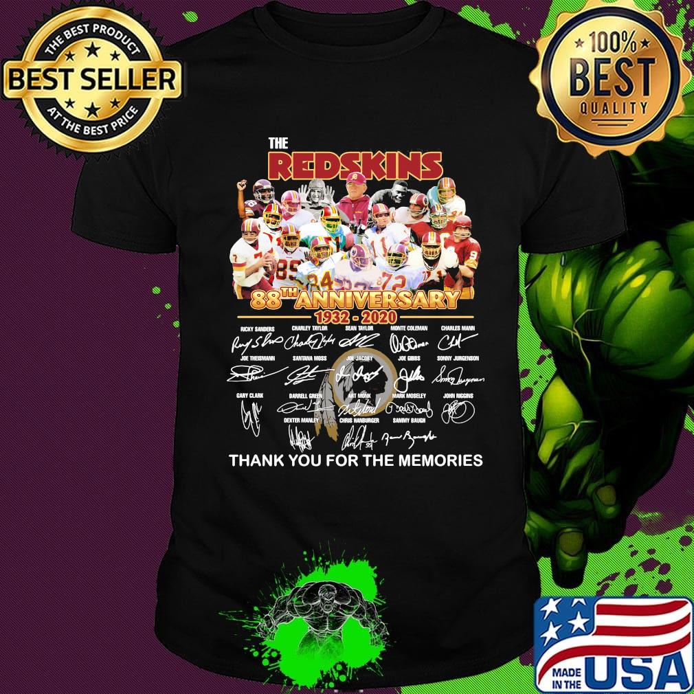 The washington redskins 88th anniversary 1932 2020 thank you for the memories signatures shirt