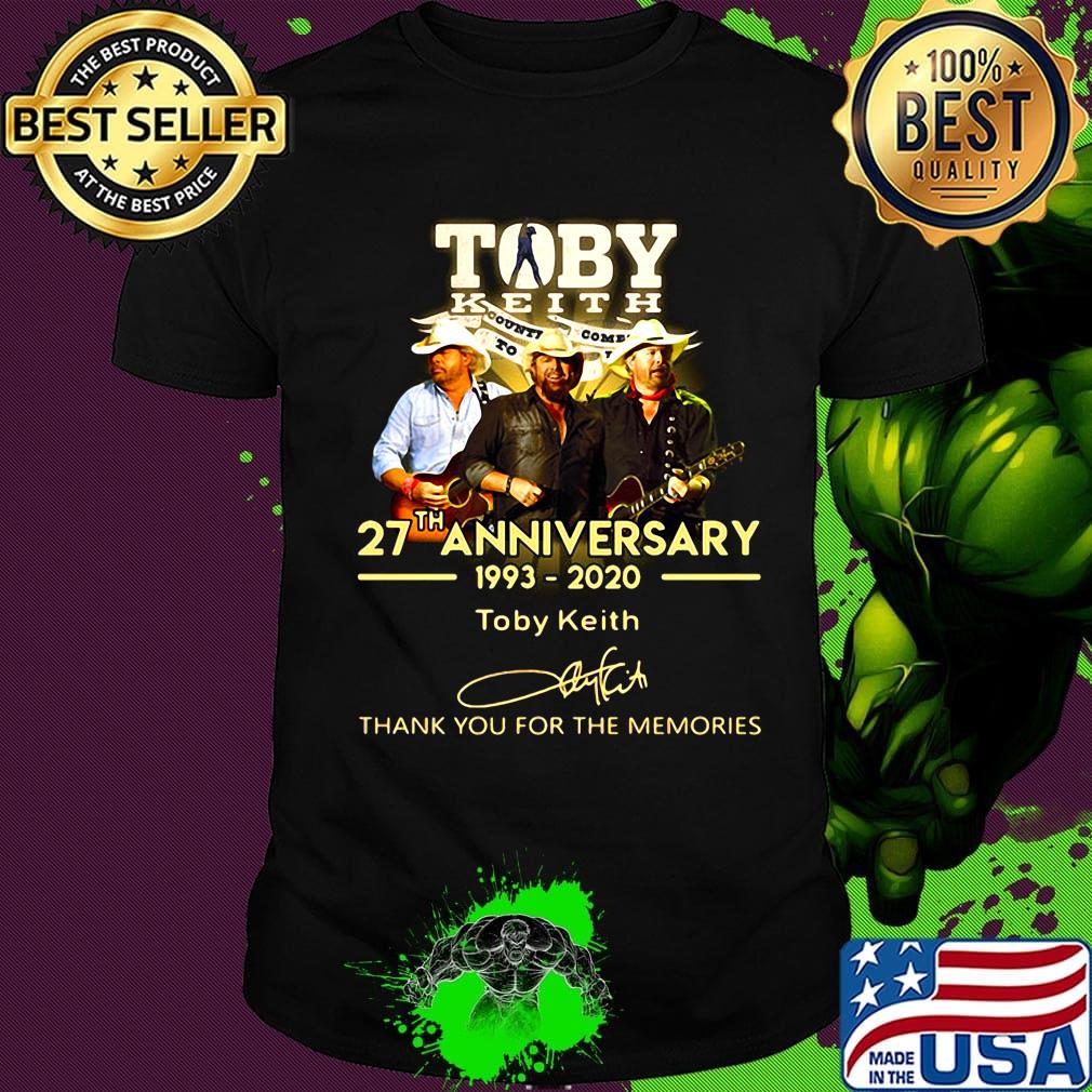 Toby keith 27th anniversary 1993 2020 thank you for the memories signature shirt