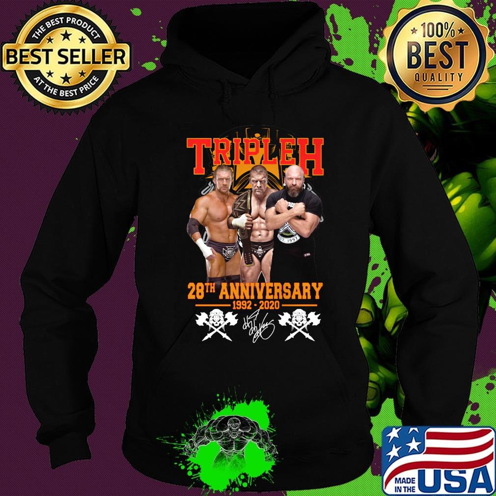 Triple h 28th anniversary 1992 2002 signature s Hoodie Triple h 28th anniversary 1992 2002 signature s Hoodie
