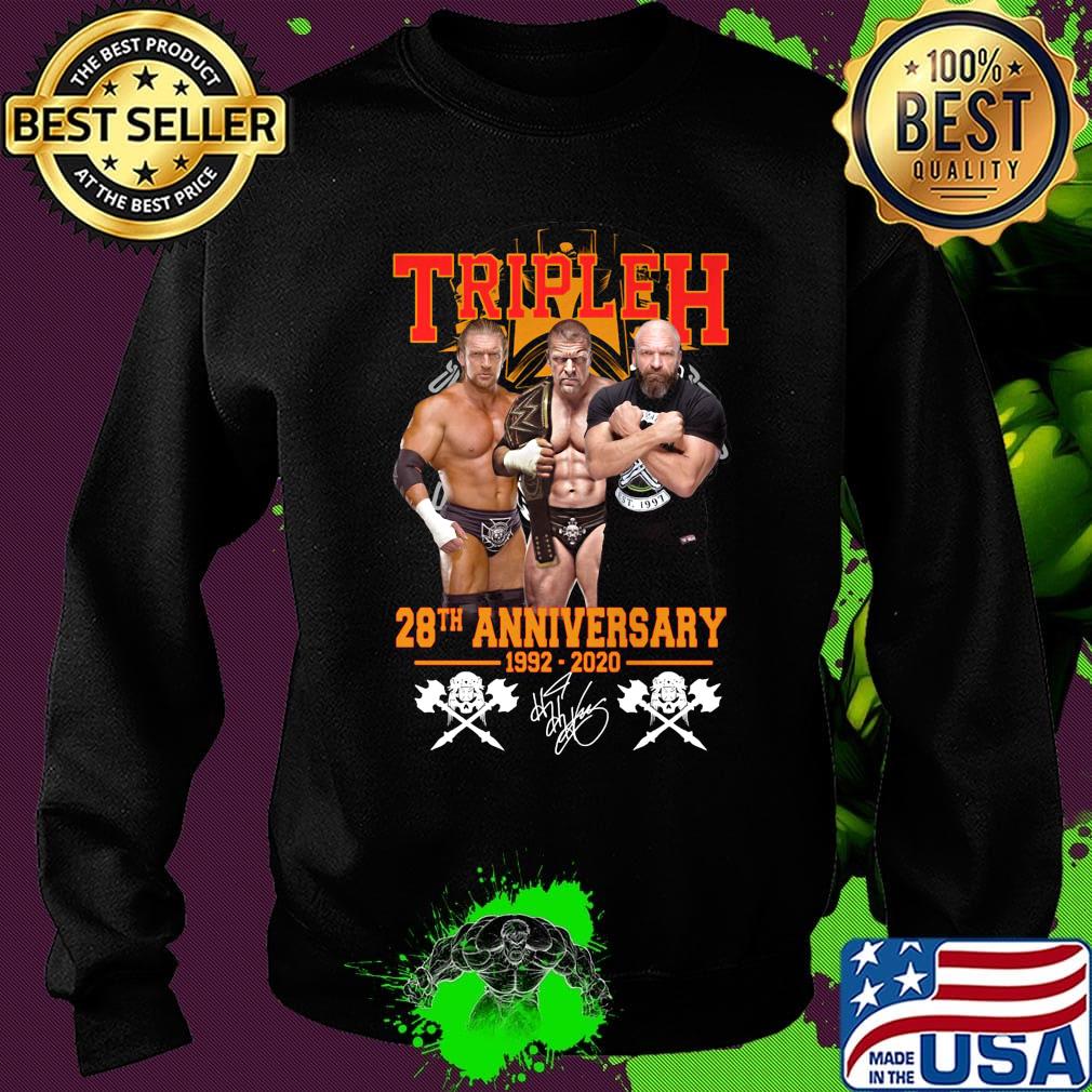 Triple h 28th anniversary 1992 2002 signature s Sweater Triple h 28th anniversary 1992 2002 signature s Sweater