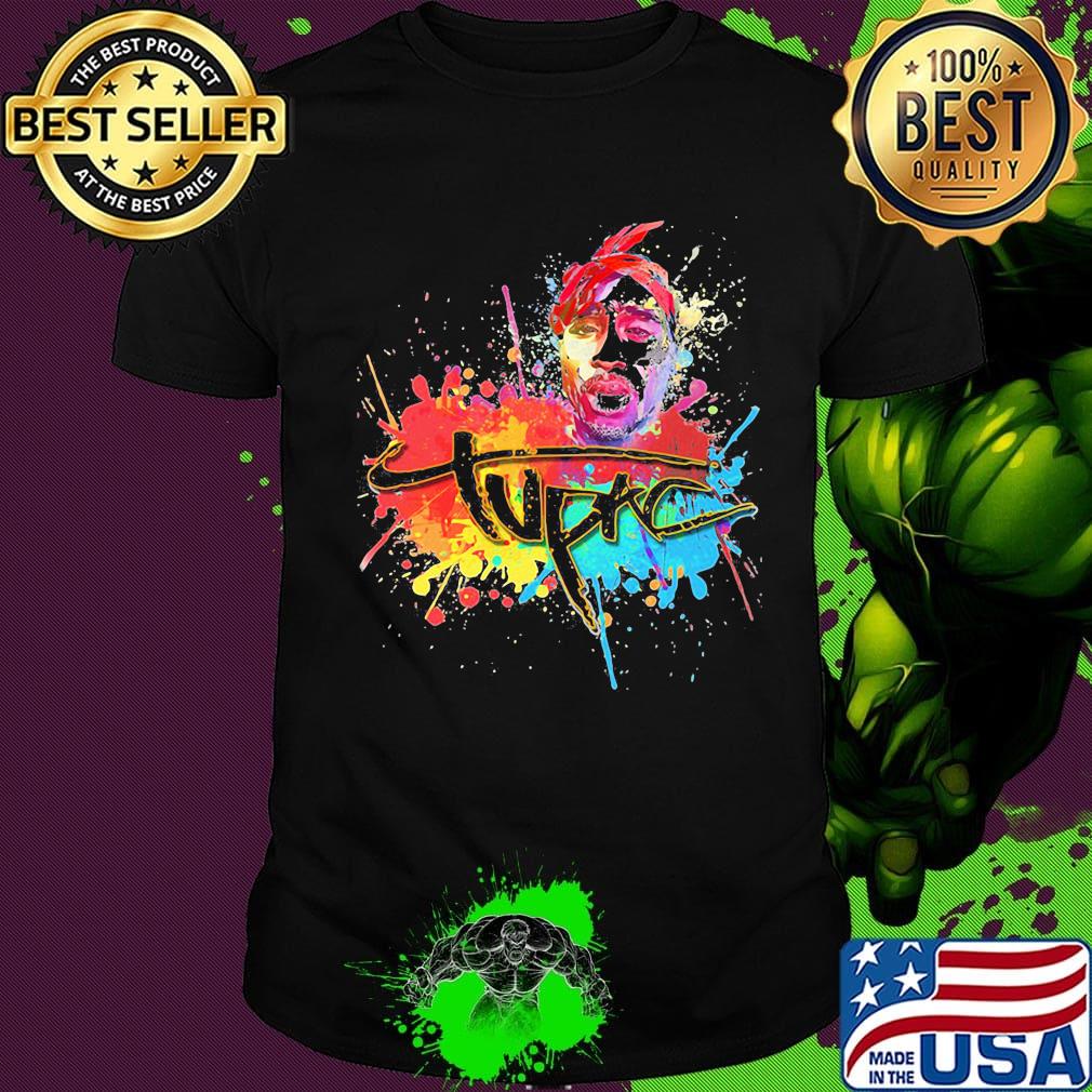 Tupac shakur rapper art color water shirt