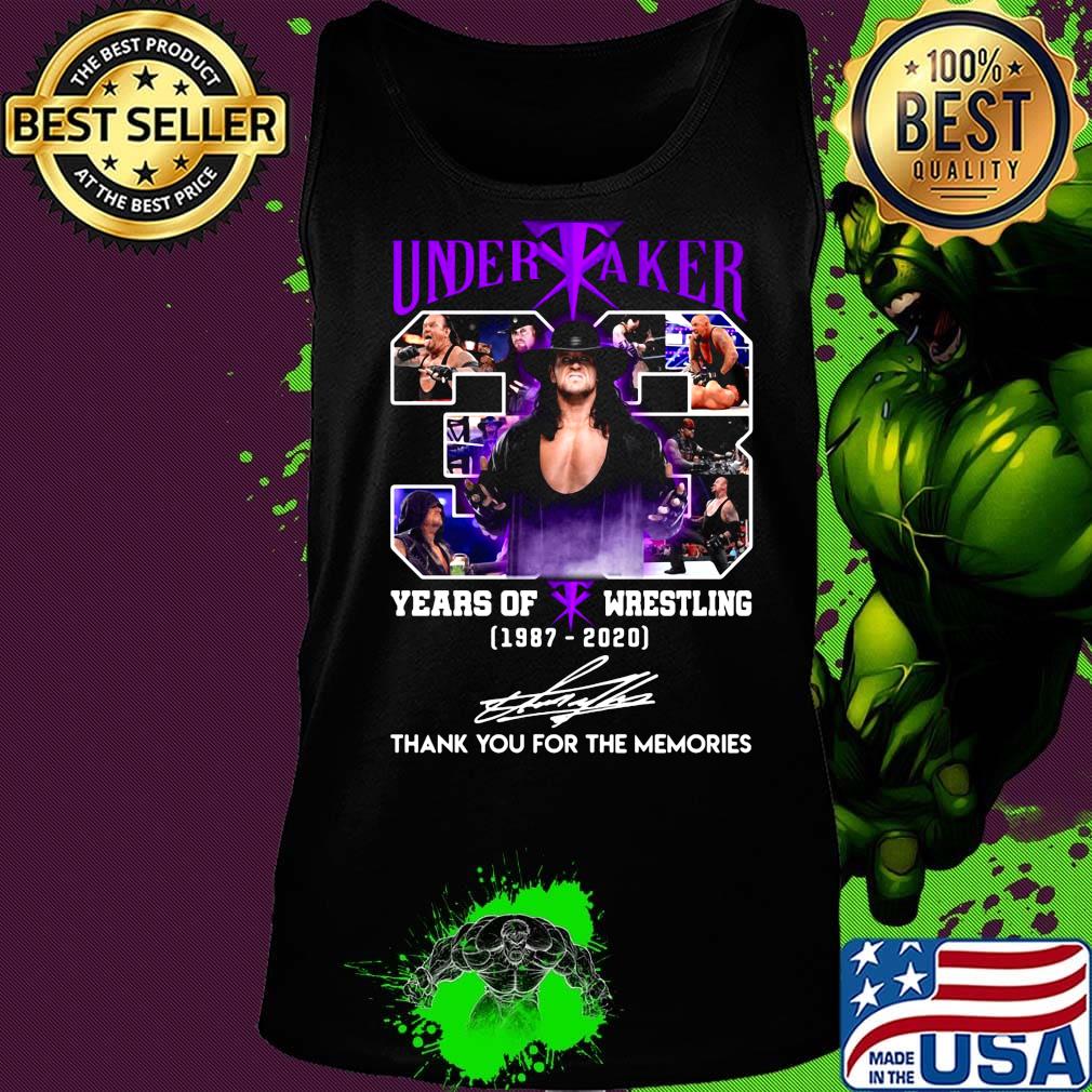 Undertaker 33 years of wrestling 1987 2020 thank you for the memories signatures light s Tank top Undertaker 33 years of wrestling 1987 2020 thank you for the memories signatures light s Tank top