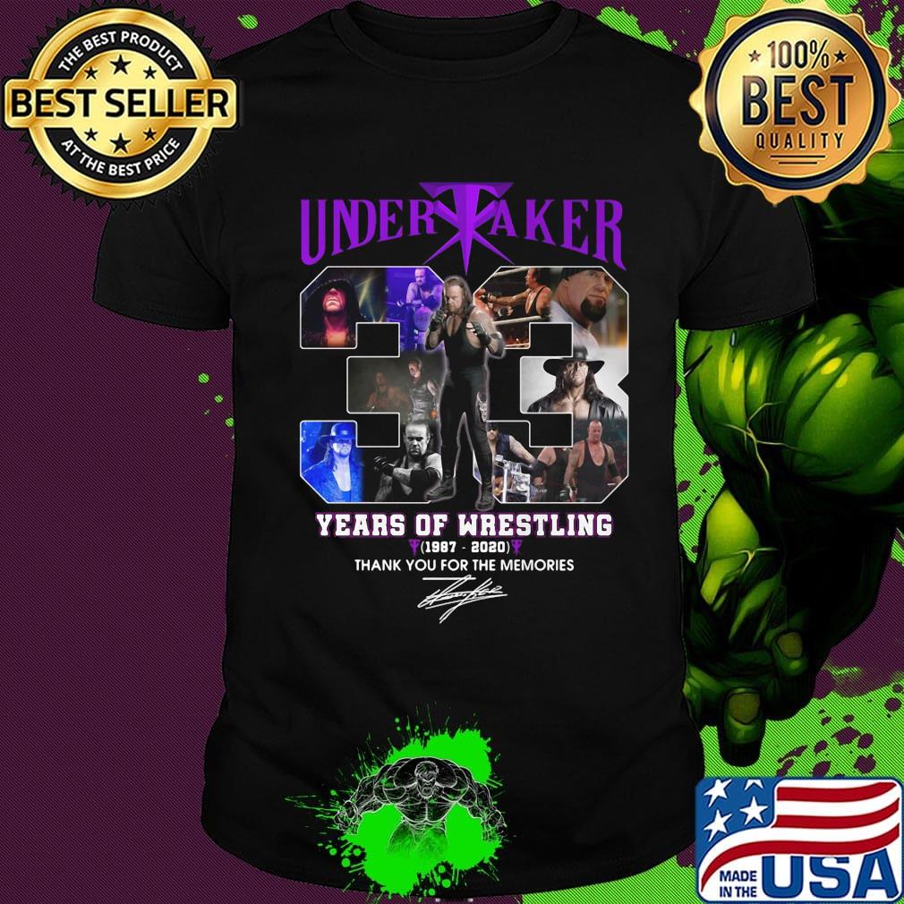 Undertaker 33 years of wrestling 1987 2020 thank you for the memories signatures shirt