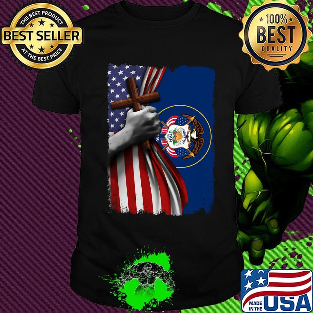 Utah american flag cross happy independence day shirt