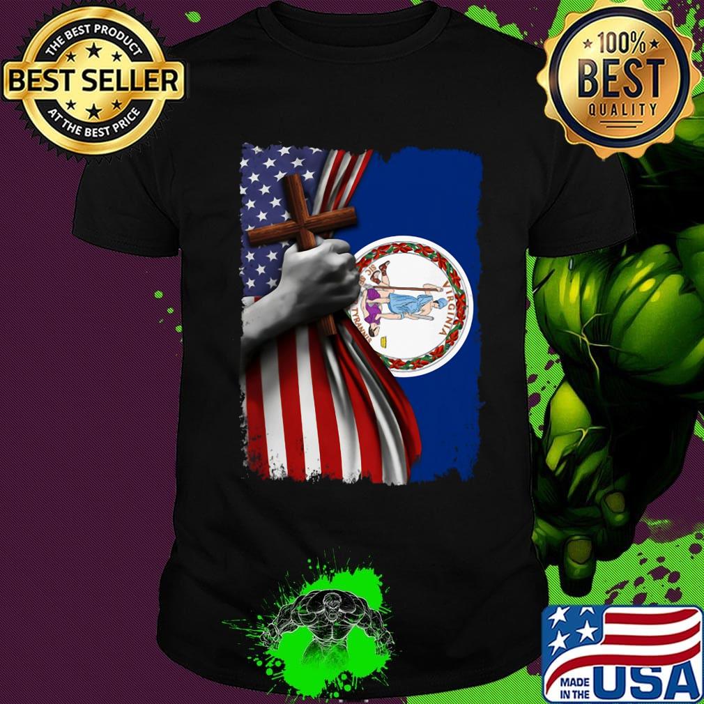 Virginia american flag cross happy independence day shirt