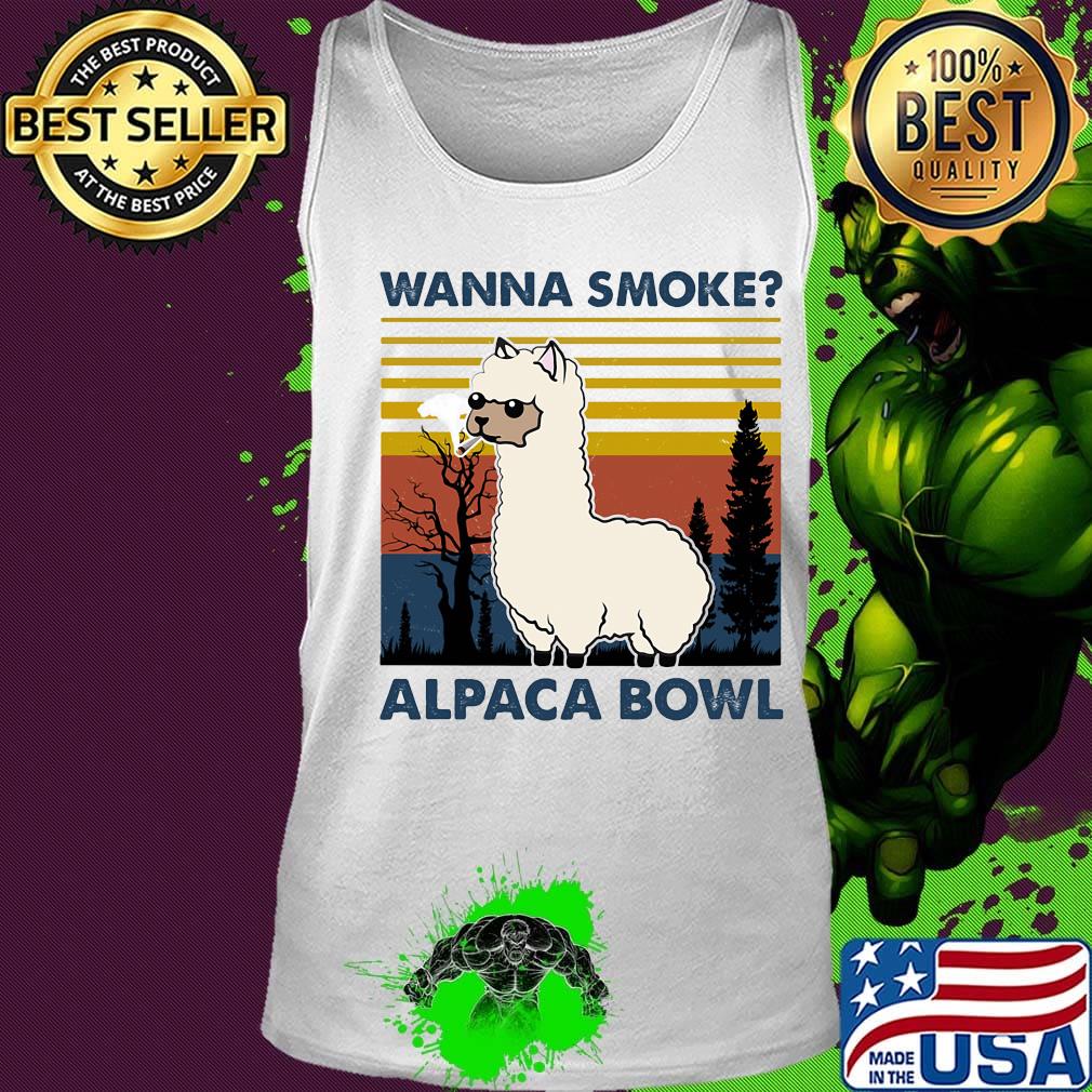 Wanna smoke alpaca bowl vintage retro s Tank top Wanna smoke alpaca bowl vintage retro s Tank top
