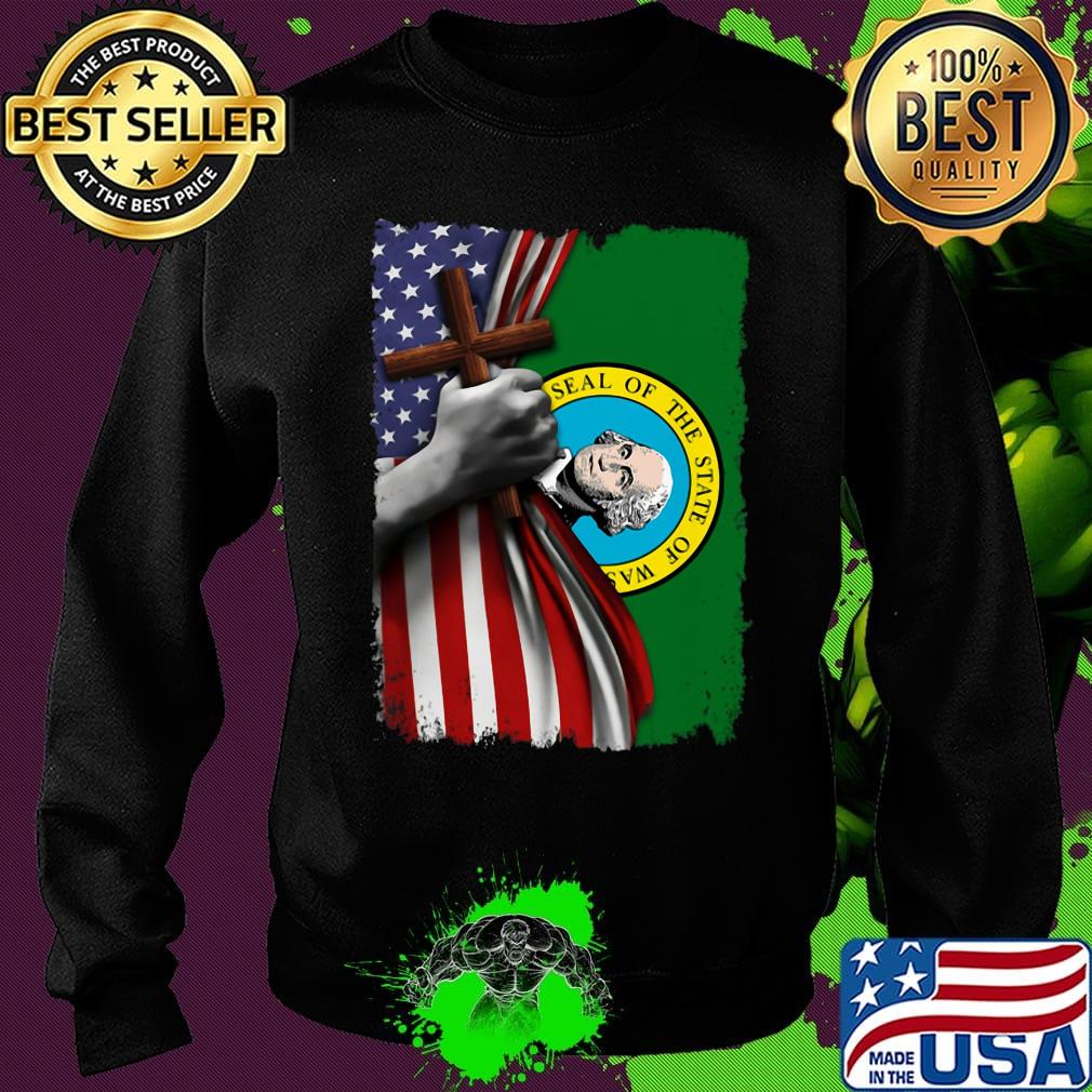 Washington american flag cross happy independence day s Sweater Washington american flag cross happy independence day s Sweater