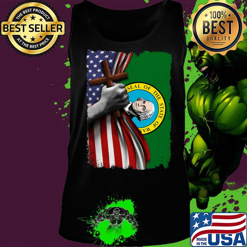 Washington american flag cross happy independence day s Tank top Washington american flag cross happy independence day s Tank top
