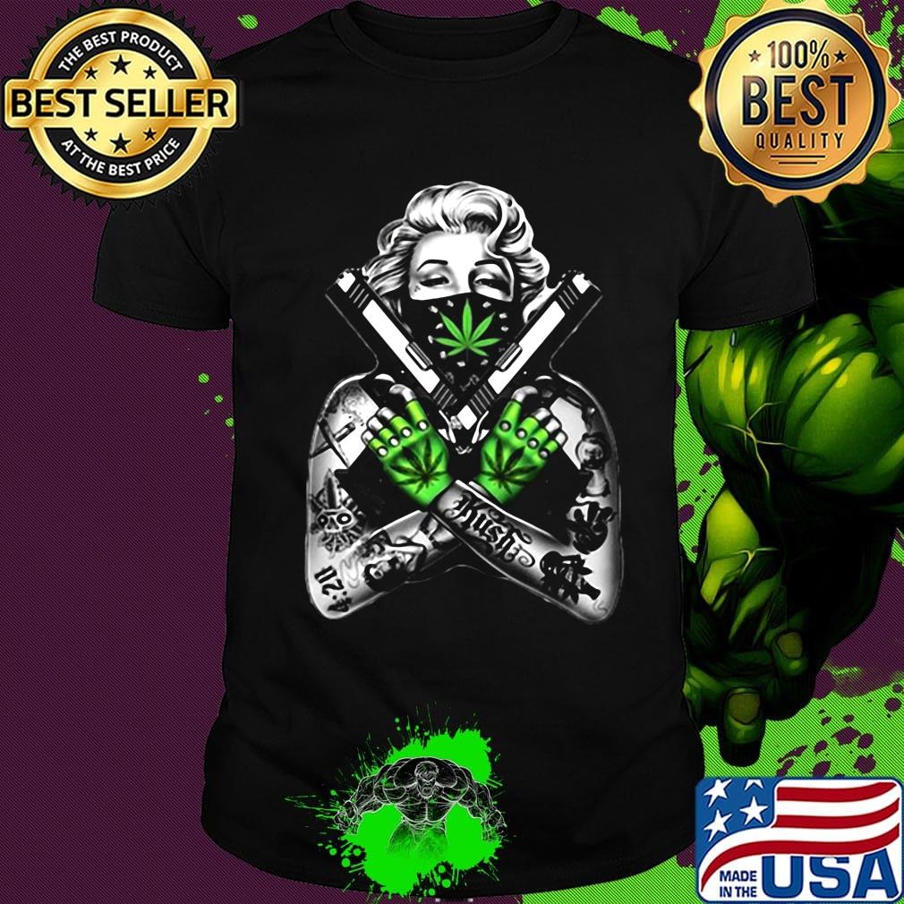 Weed dolly parton tattoos gun shirt