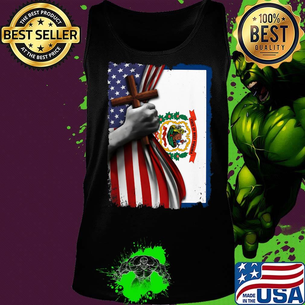 West virginia american flag cross happy independence day s Tank top West virginia american flag cross happy independence day s Tank top