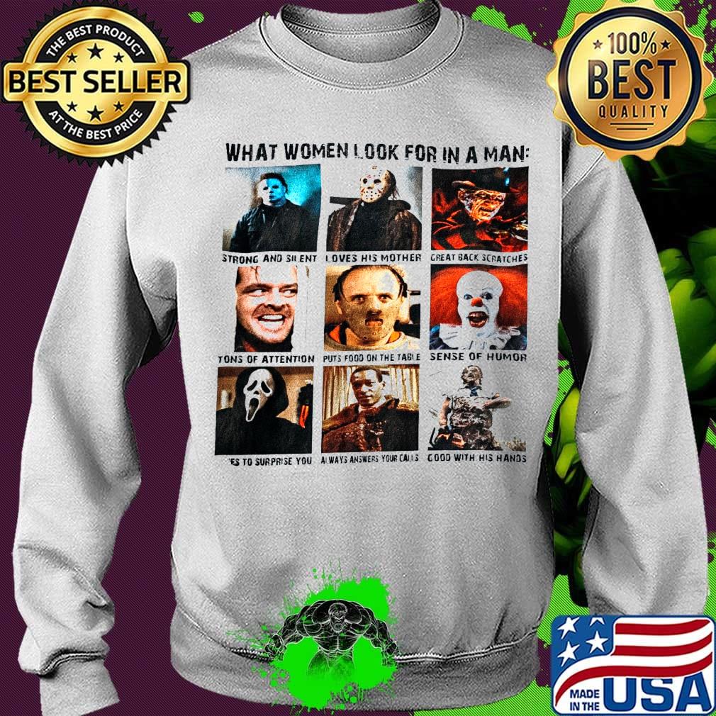What women look for in a man strong and silent loves his mother Halloween s Sweater What women look for in a man strong and silent loves his mother Halloween s Sweater