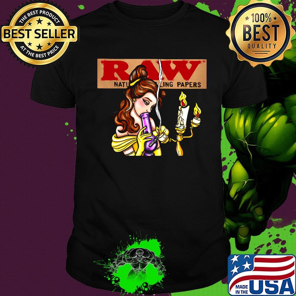 Woman smoking raw natural papers shirt Woman smoking raw natural papers shirt