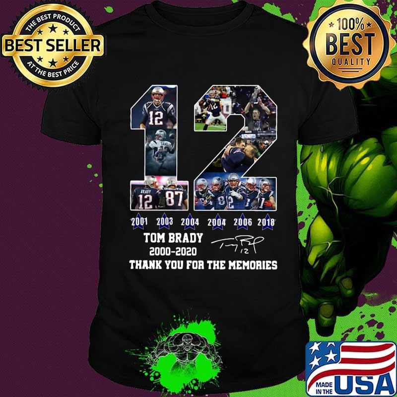 12 tom brady 2000 2020 thank you for the memories signature shirt