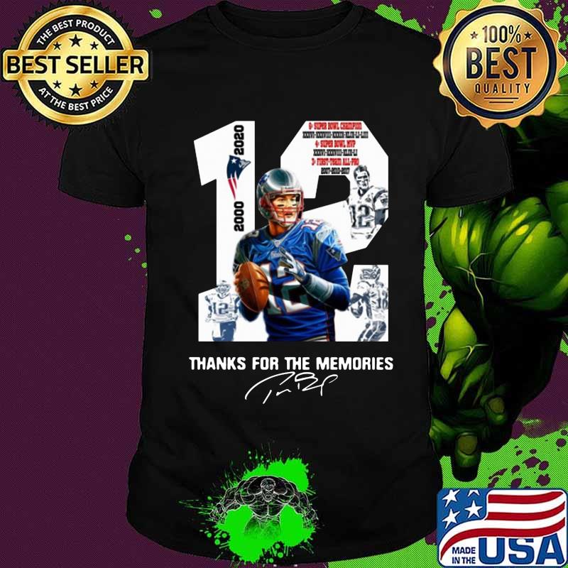 12 tom brady 2000 2020 thank you for the memories signature shirt
