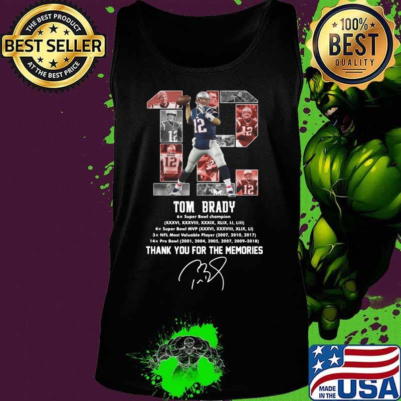 12 tom brady new england patriots thank you for the memories signatures s Tank top 12 tom brady new england patriots thank you for the memories signatures s Tank top