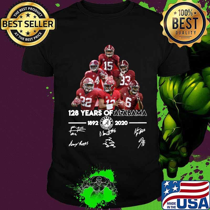 128 years of alabama crimson tide 1892 2020 signatures shirt