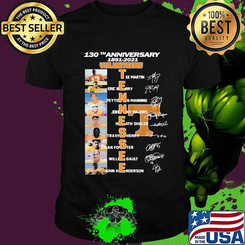 130th anniversary 1891 2021 volunteers tennessee players signatures shirt
