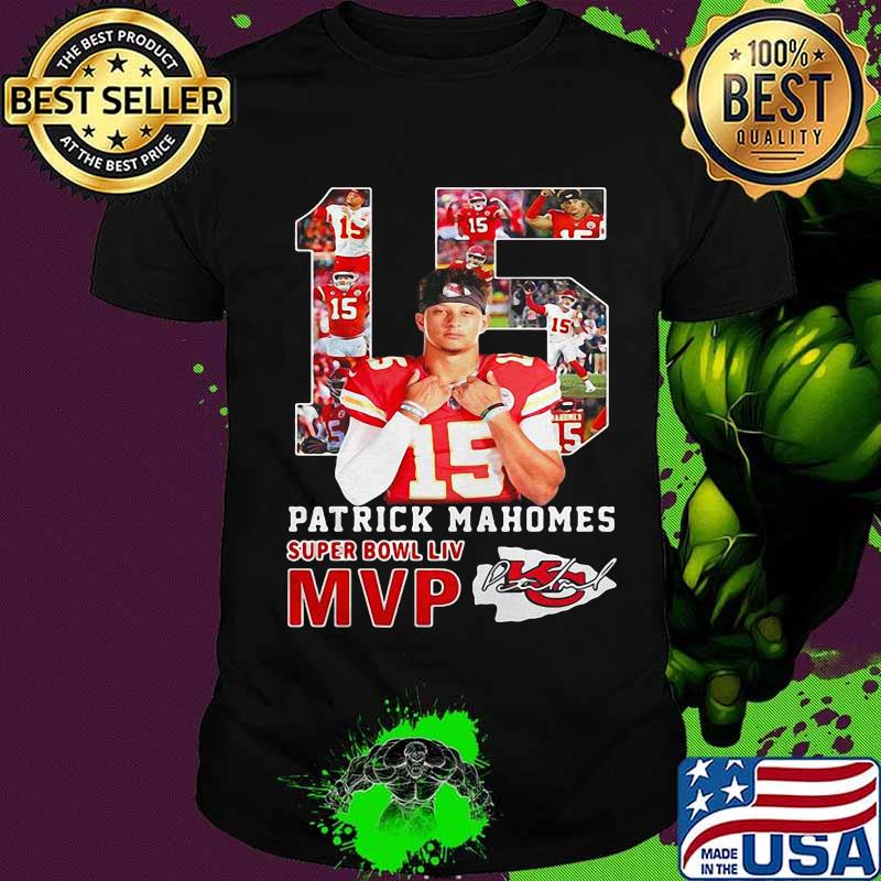 15 patrick mahomes super bowl liv mvp kansas city chiefs football signatures shirt