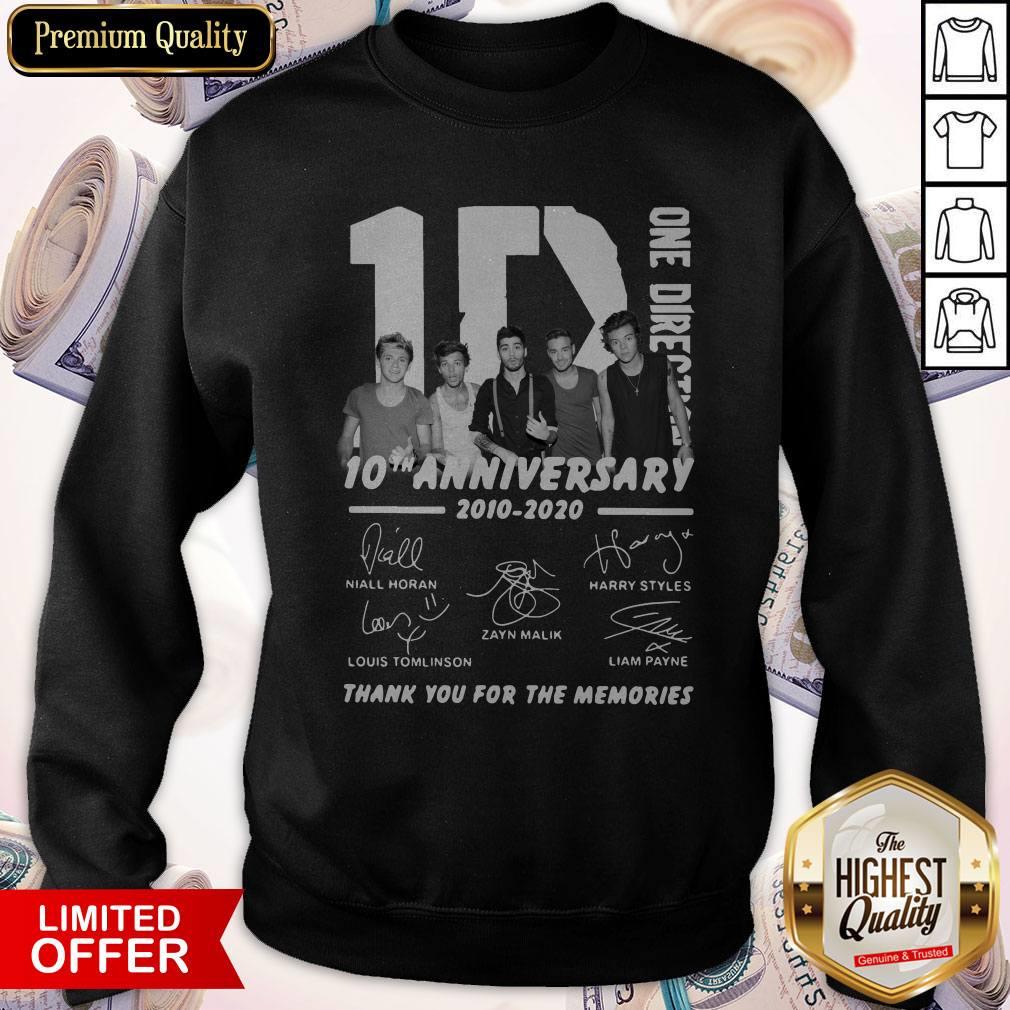 1D One Direction 10th Anniversary 2010 2020 Thank You For The Memories Shirt