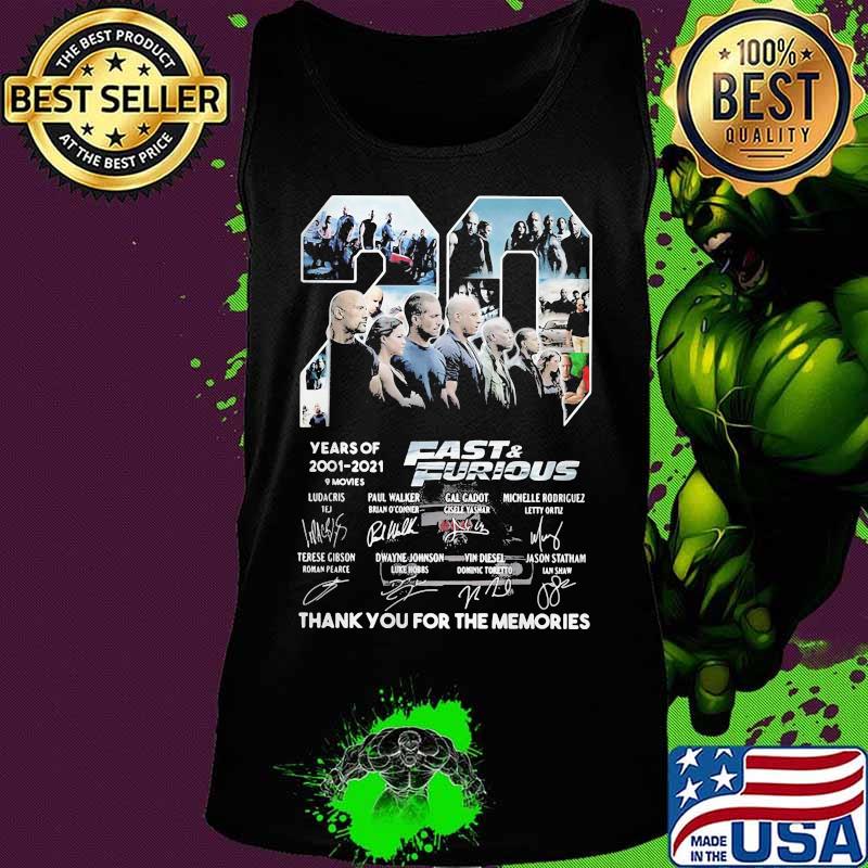 20 years of 2001 2021 fast and furious thank you for the memories signatures s Tank top 20 years of 2001 2021 fast and furious thank you for the memories signatures s Tank top