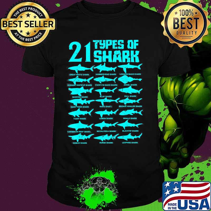 21 types of shark Marine Biology shirt