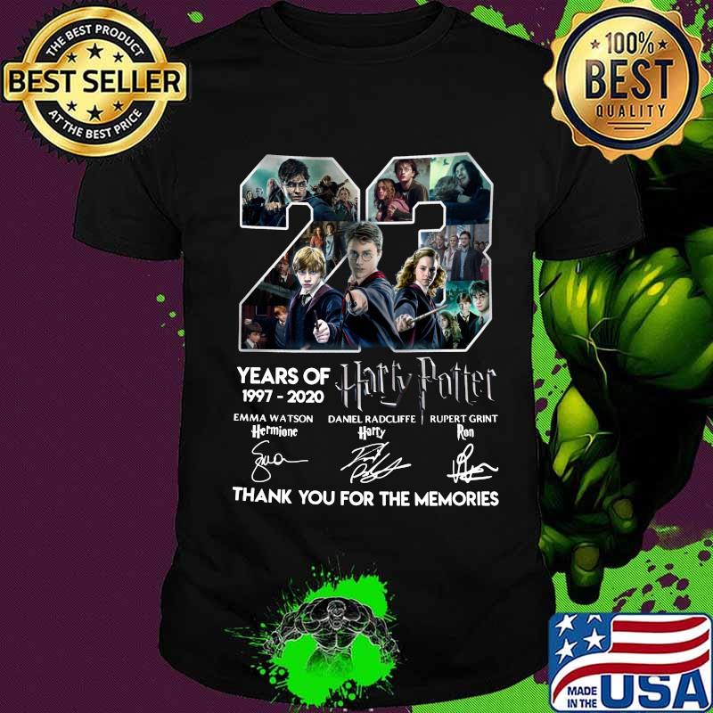 23 years of 1997 2020 harry potter thank you for the memories signatures shirt