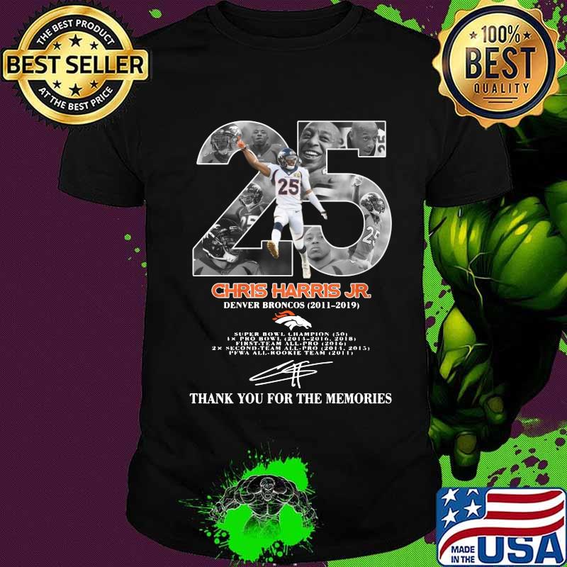 25 chris harris jr denver broncos 2011 2019 thank you for the memories signature shirt