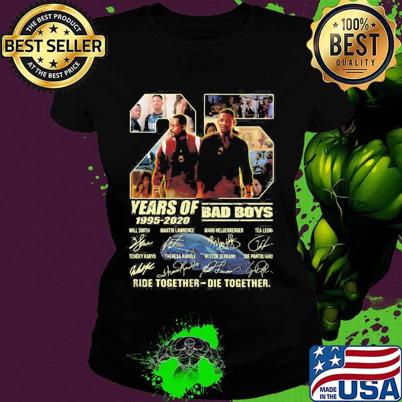 25 years of 1995 2020 bad boys ride together die together signatures s Ladies tee 25 years of 1995 2020 bad boys ride together die together signatures s Ladies tee