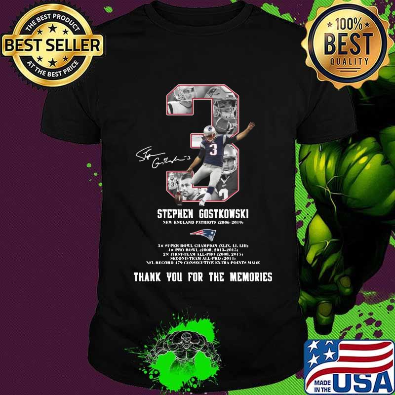 3 stephen gostkowski new england patriots thank you for the memories signature shirt