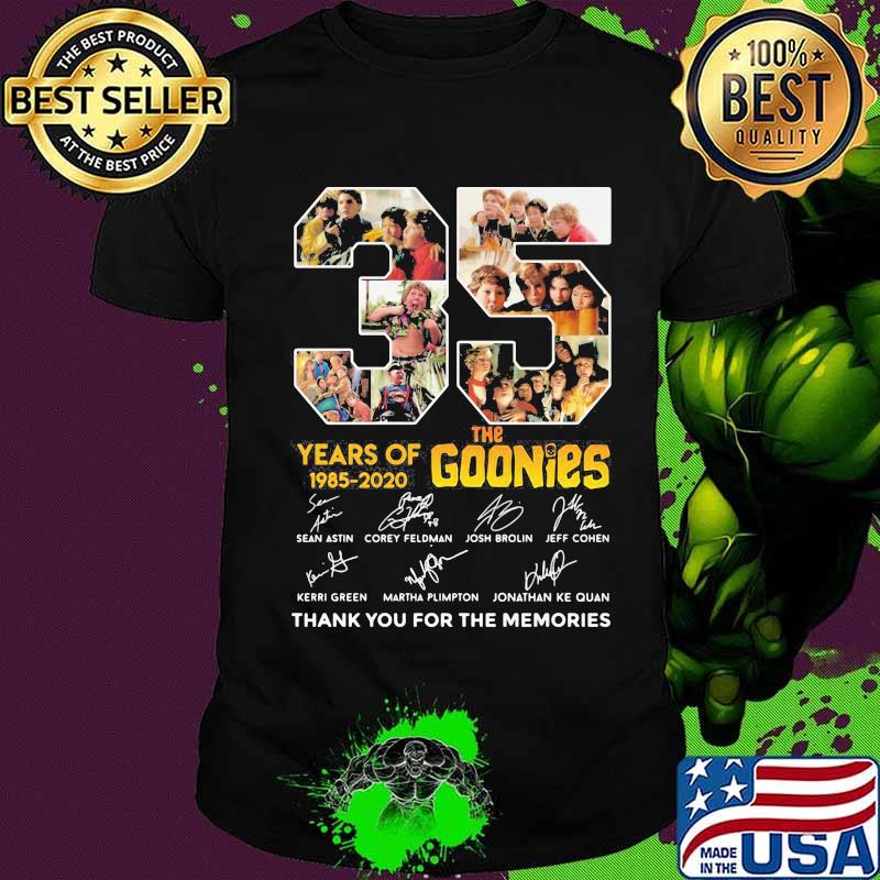 35 years of 1985 2020 the goonies thank you for the memories signatures shirt