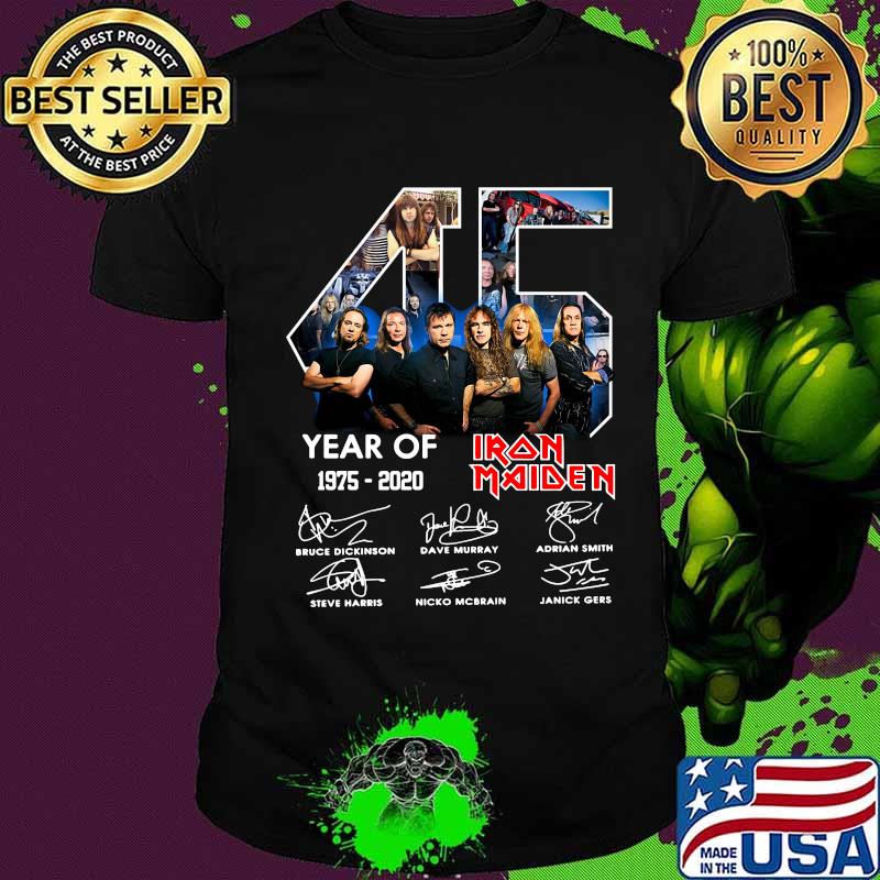 45 year of 1975 2020 iron maiden thank you for the memories signatures shirt