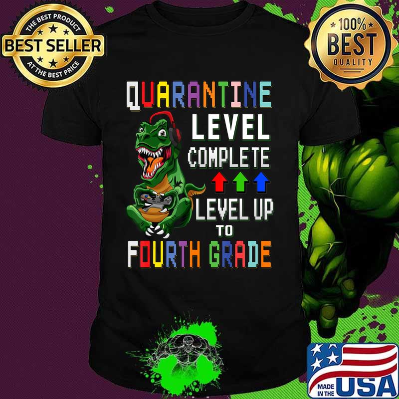 4th Grade Quarantine Shirt Back To School T Rex Gamer Gift T-Shirt
